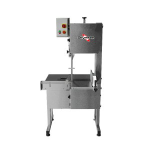 SERRA FITA PARA CARNE INOX, COM EMPURRADOR, MESA MÓVEL, REGULADOR DE CORTE, LÂMINA 3.150 mm, HEAVY DUTY