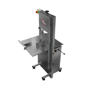 SERRA FITA PARA CARNE INOX, COM EMPURRADOR, MESA MÓVEL, REGULADOR DE CORTE, LÂMINA 2.820 mm