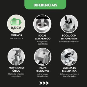 PROCESSADOR DE ALIMENTOS, INOX, SEM DISCOS DIÂMETRO 203 mm