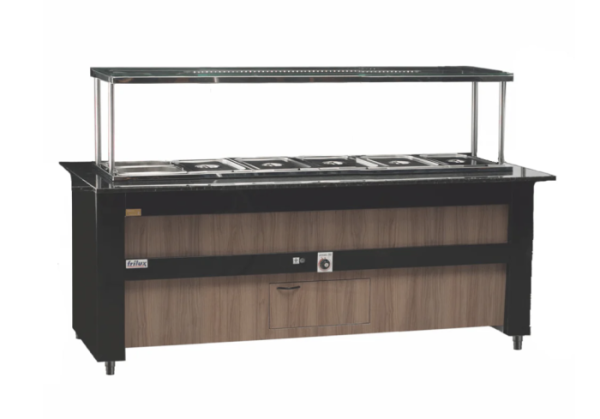 Buffet Térmico Self Sevice BF-008 – 12 Cubas 1/2 x 100mm Iluminação LED MDF Estrutura em Aço – Frilux 220v