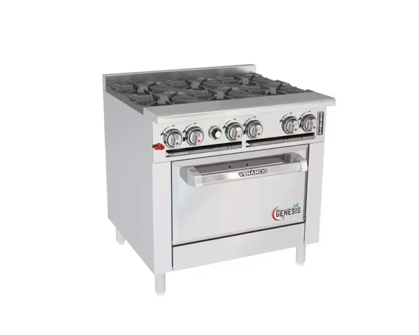 Fogão Profissional 6 Queimadores com Forno Standard – Venâncio Genesis 36” (Platibanda Baixa)